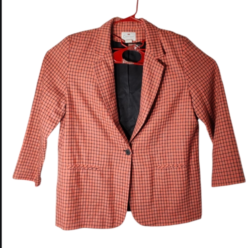 Courtenay Vintage Red and Black Checkered Blazer